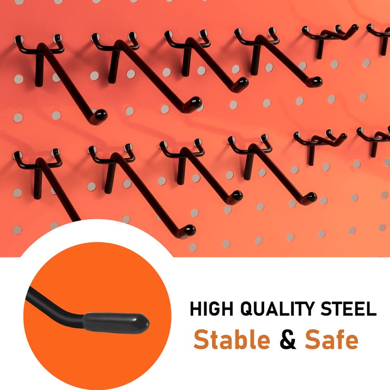 دوال شاين Dualshine 60 قطعة خطاف Pegboard أسود 2/4/6 بوصة خطاف جدار Pegboard شديد التحمل خطاف رفوف PegBoard مناسب 1/4 بوصة PegBoard معدني معلق Pegboard عرض هوك حامل منظم لمتجر المطبخ - Image 4